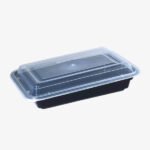 BARQUETTE RECT NOIR MICRO-ONDABLE 58OZ - AVEC COUVERCLE1PC
