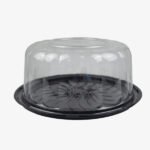 assiette noire a gateau +cloche