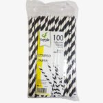Paille rigide large en papier noir&blanc