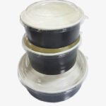 Saladier ronde en carton Noir avec couv