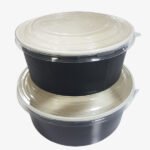 Saladier ronde en carton Noir avec couv