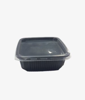 Barquette noire carrée 250ml micro-onde avec couvercle