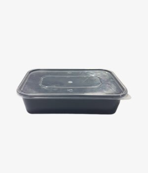 Barquette noire rectangulaire avec couvercle micro-onde