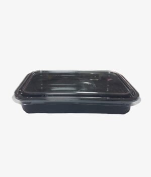 Barquette noire rectangulaire lisse avec couvercle