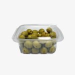 Barquette rectangulaire en plastique avec couvercle 500ml 9x9x6cm
