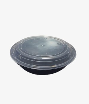 Barquette ronde noir micro-ondable avec couvercle
