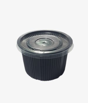 Pot a soupe noire en plastique 500ml avec couvercle