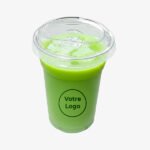 Gobelet plastique transparent avec Logo +couvercle plat 16oz