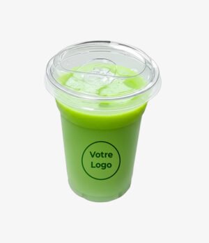 Gobelet plastique transparent avec Logo +couvercle plat 16oz
